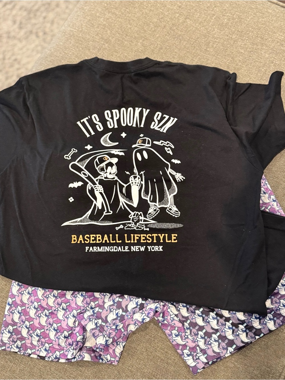 Black "It's Spooky SZN" Short Sleeve Tee & Ghost Shorts- Baseball Lifestyle